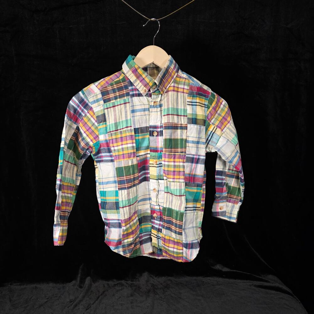 Kelly's Kids Boys Button Up Madris Shirt Sz 6-7 Long Sleeve Fabric from India